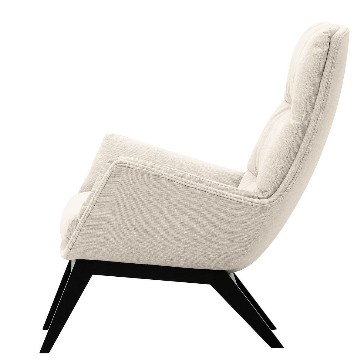 SESSEL mit Holzfüßen - Beige/Schwarz, Eichenholz/Textil (83/95/97cm) - home24