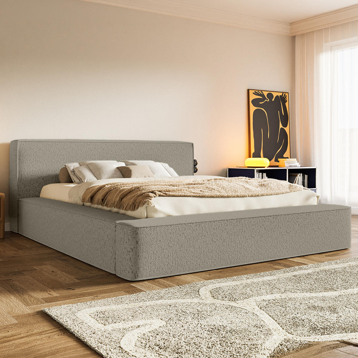 POLSTERBETT Mummo Premium 200x200 cm, Taupe - Taupe, Textil (200/200cm) - Fedve