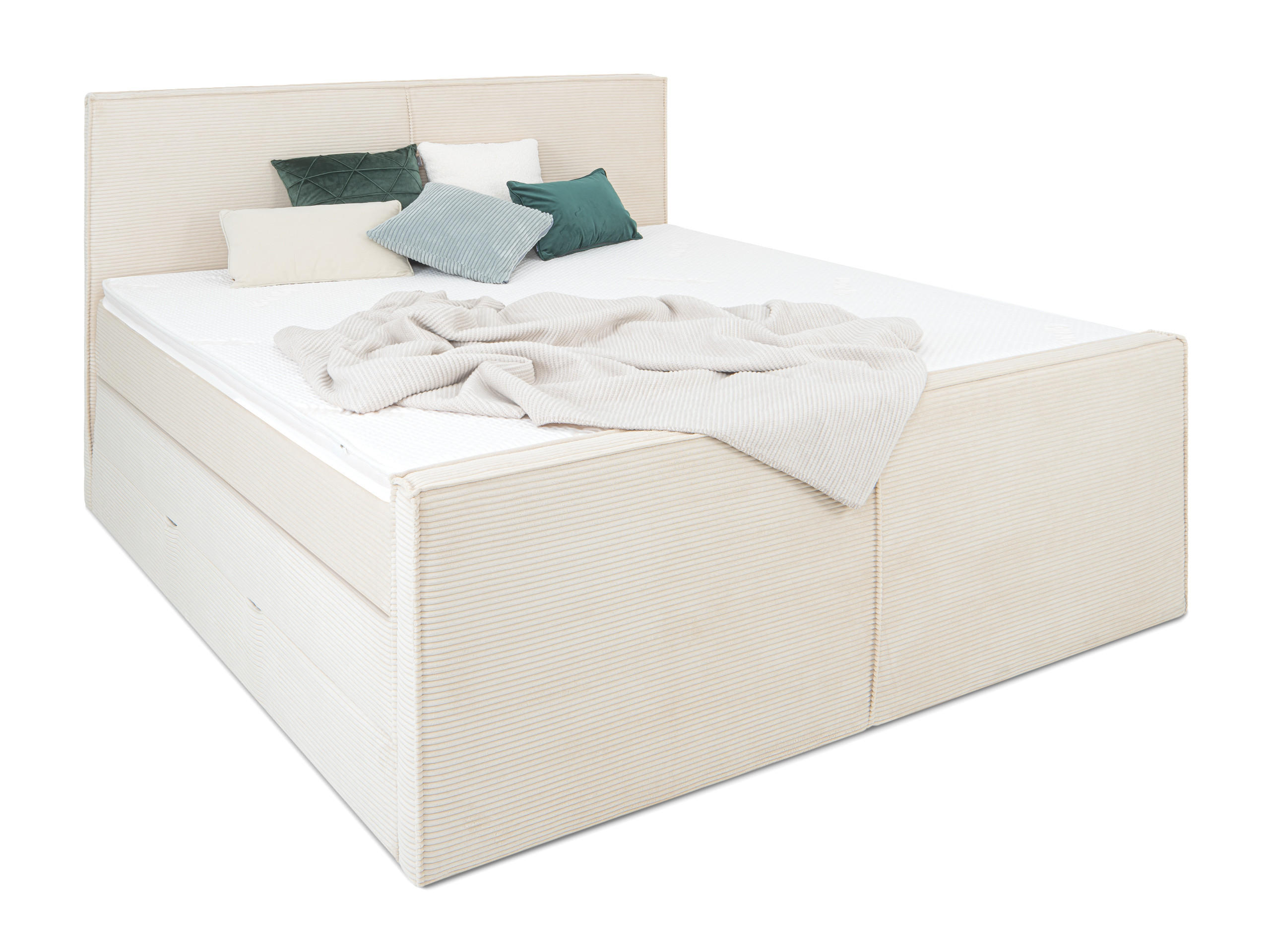 BOXSPRIGBETT Buffalo Beige 160/200 cm H3/H4 Cord - Beige, Textil (160/200cm) - wonello