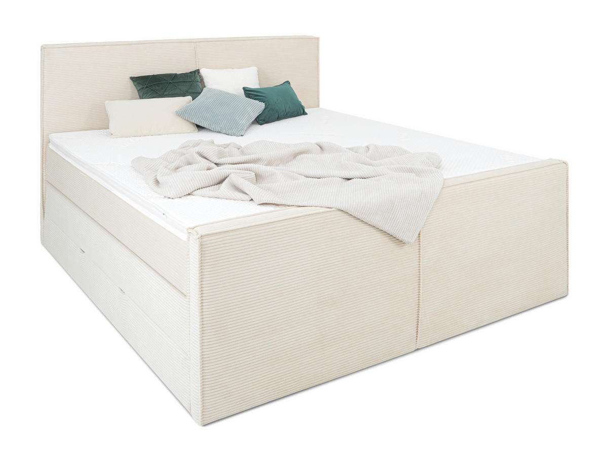 BOXSPRIGBETT Buffalo Beige 180/200 cm H3/H4 Cord - Beige, Textil (180/200cm) - wonello