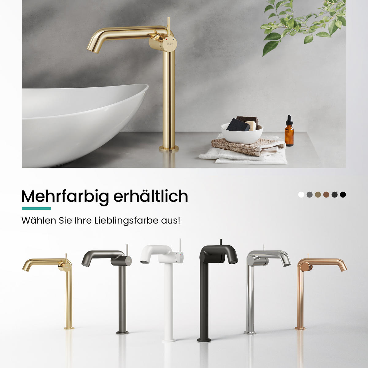 WASCHTISCHARMATUR Wasserzulaufrohr aus Edelstahl Champagnergold 26cm - Goldfarben, Metall (22/7.6/33.2cm) - EMKE