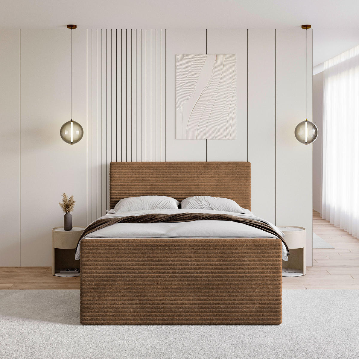 BOXBETT NOLEN 160x200 cm mit Matratze und Topper - Kupferfarben - Kupferfarben, Holz (160/200cm) - MASSENO