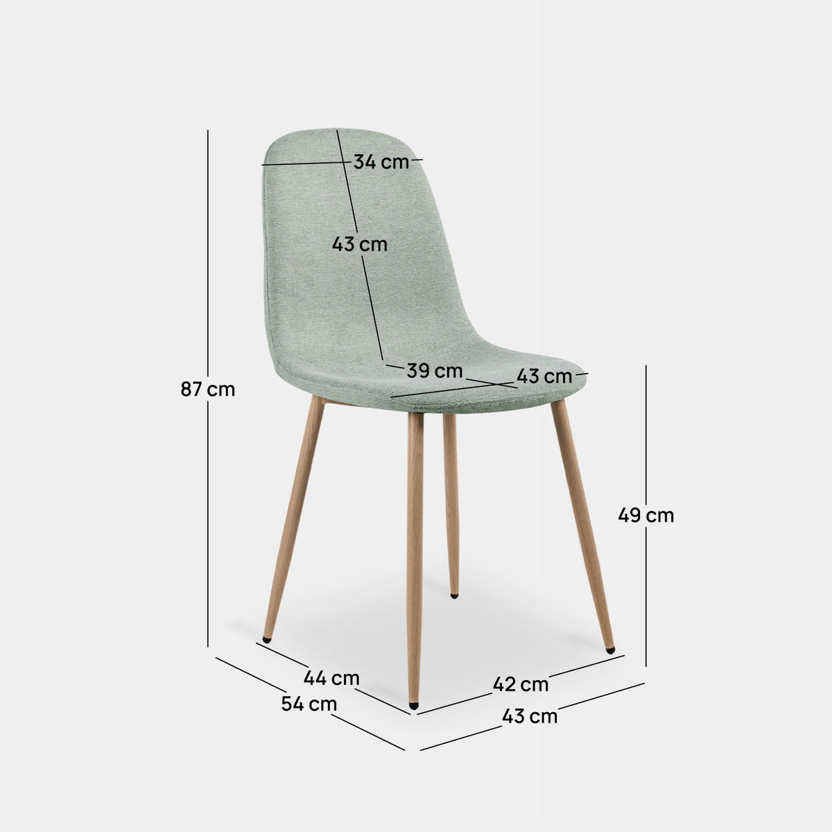 ESSZIMMERSTUHL Ellis Grün 43 cm x 87 cm 4er-Set - Grün, Textil (43/87/54cm) - Klast Home