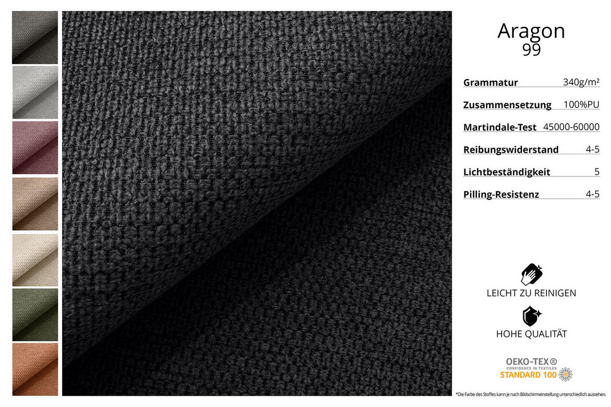 WOHNLANDSCHAFT mit Schlaffunktion und Bettkasten LIRA-L - 264x172x89 Schwarz - Schwarz, Holzwerkstoff/Textil (264/172cm) - ALTDECOR