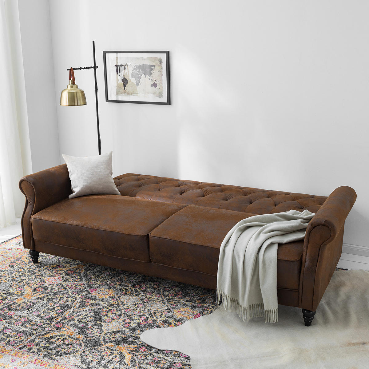 SCHLAFSOFA - Microfaser - Braun - Braun, Holz/Textil (221/83/95cm) - home24