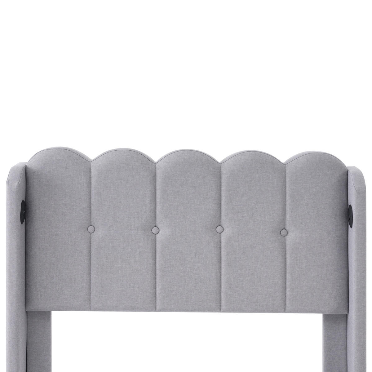 POLSTERBETT aus Leinen 90x200 cm in Grau mit USB & Matratze - Grau, Textil (90/200cm) - Modfu