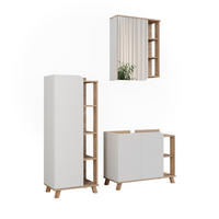 BADMÖBEL-SET Karen Sonoma/Weiß 3 Teile - Weiß/Sonoma Eiche, Holzwerkstoff (80/65/35cm) - Vicco