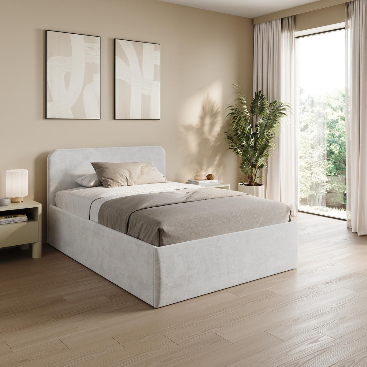 POLSTERBETT 140x200 cm Bonnellfederkernmatratze H2 Microvelours in Weiß - Weiß, Textil (140/200cm) - Home Collective