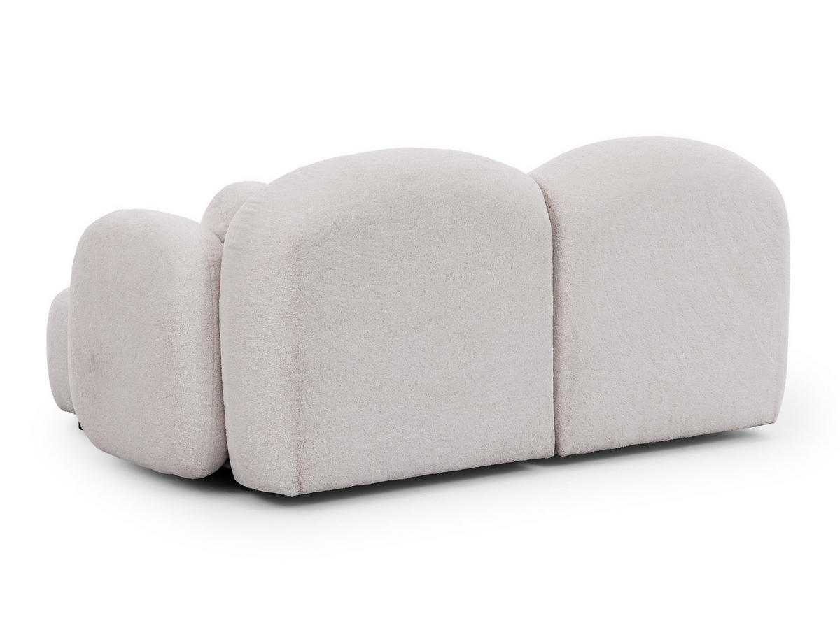 ECKSOFA Nuvola mit abgerundetem Design Weiß Bouclé-Stoff - Ottomane Rechts - Schwarz/Weiß, Holz/Kunststoff (190/146cm) - S-Style Möbel