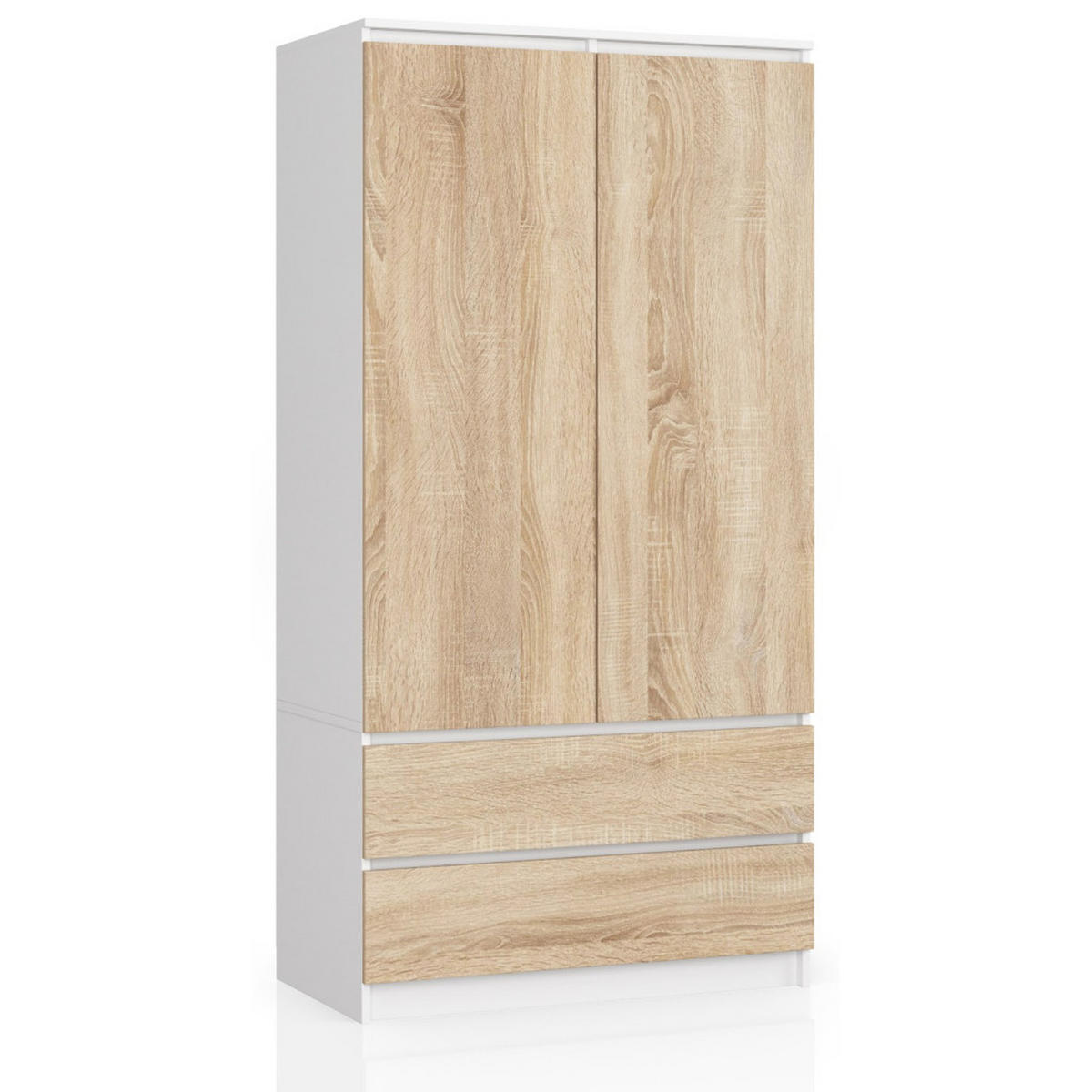 KLEIDERSCHRANK Weiß, Sonoma Eiche 180x51x90 cm - Weiß/Sonoma Eiche, Holzwerkstoff (180/180/51cm) - Akord
