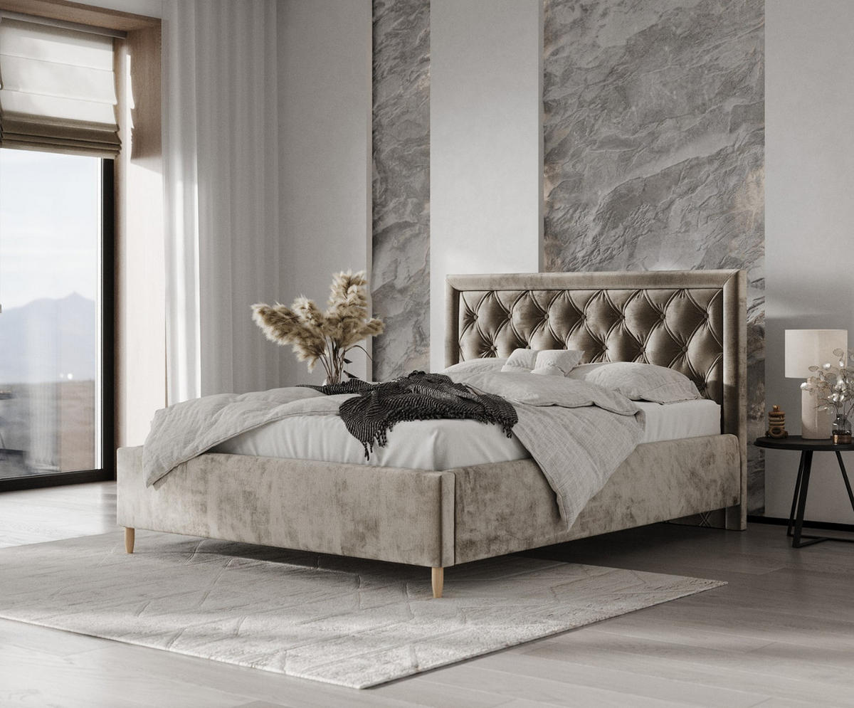 POLSTERBETT Lido 120/200 cm Beige im Lotta Stoff - Beige/Naturfarben, Holz/Holzwerkstoff (120/200cm) - AltaBeds