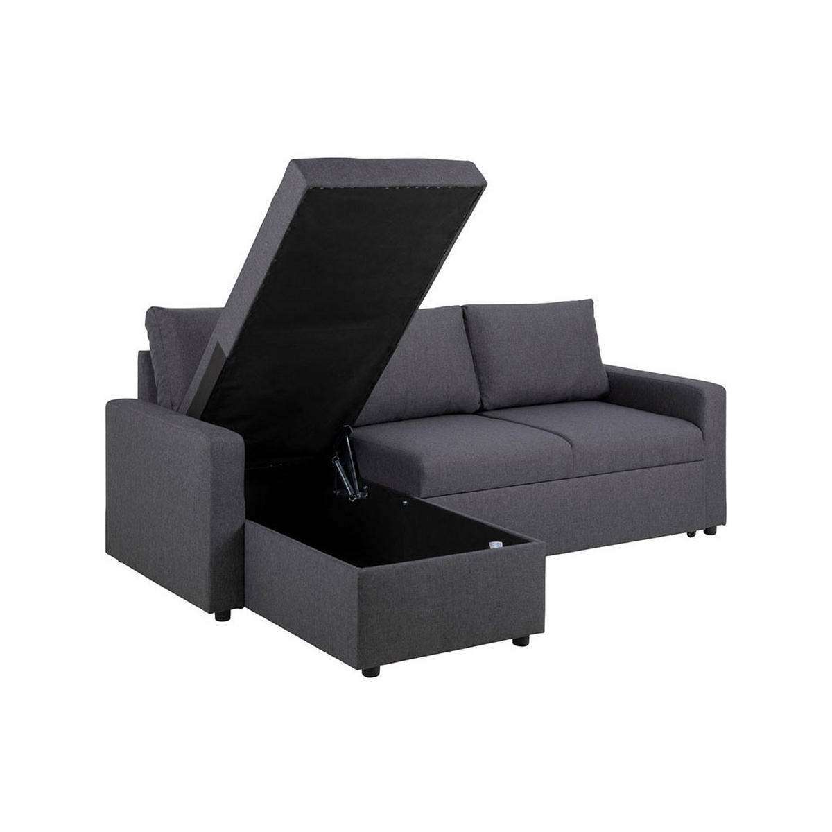 SCHLAFSOFA grau - Dunkelgrau/Grau, Holzwerkstoff/Textil (218/155cm) - ebuy24