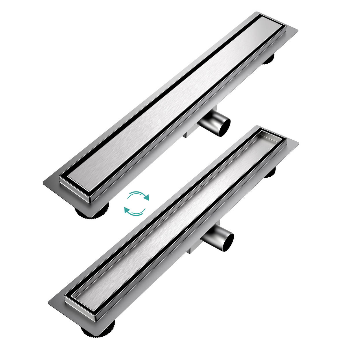 DUSCHRINNE Edelstahl Dusche & Bad 60/11 cm - Chromfarben, Metall (11/9/60cm) - EMKE