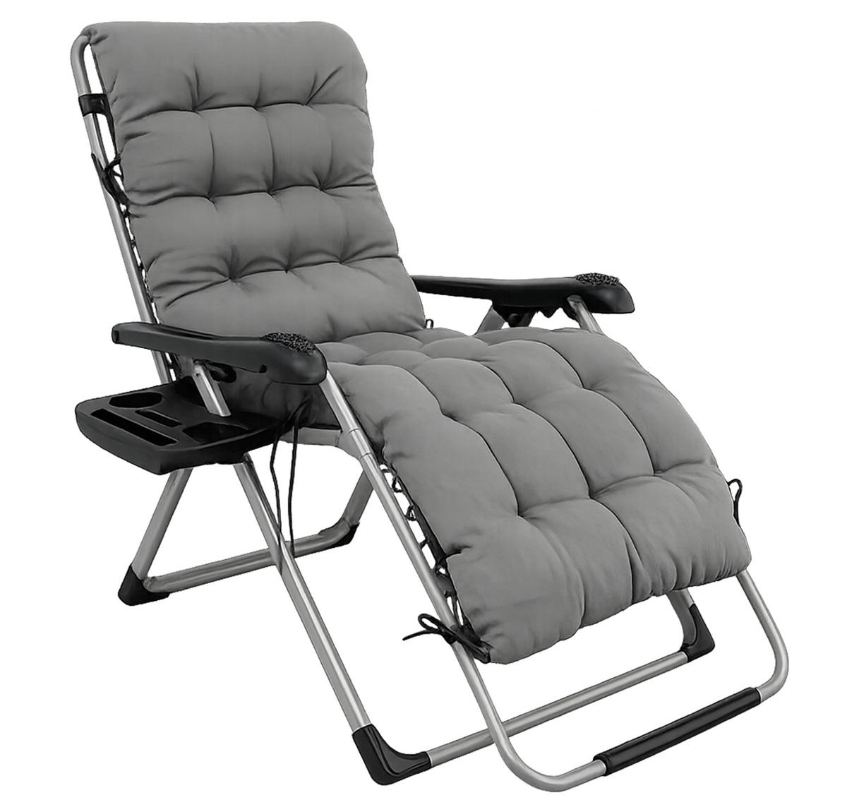 LIEGESTUHL mit extra dicker Auflage, Hellgrau - Hellgrau/Schwarz, Metall (73/110/81cm) - QUICK STAR