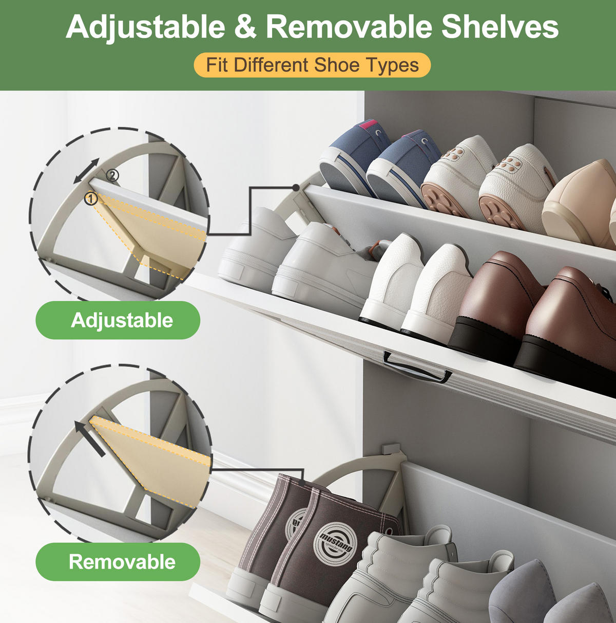 SCHUHSCHRANK 80/131/23,5 cm Weiß aus Spanplatte mit 3 Klappen und 2 Schubladen - Weiß, Holzwerkstoff (80/131/23.5cm) - OKMYHOME