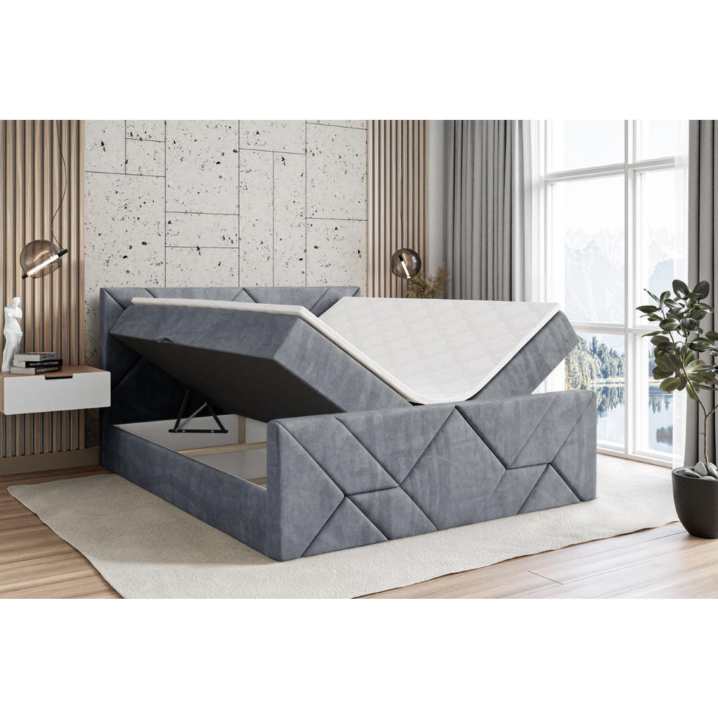Thumbnail - Altdecor Boxbett, Grau, Holzwerkstoff, Höhe ca. 20 cm, 200x200 cm, Schlafzimmer, Betten, Boxspringbetten