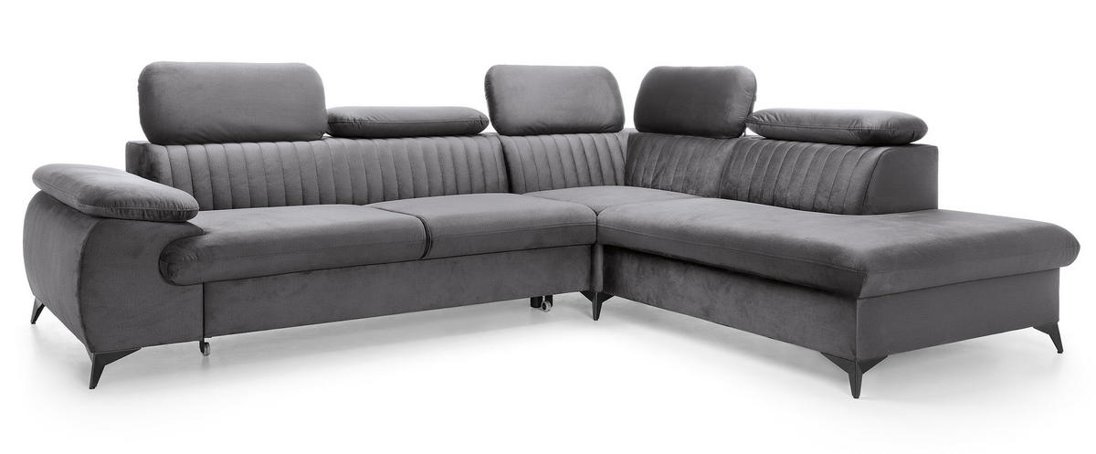 ECKSOFA 275 cm mit verstellbaren Kopfstützen Xanto L, Rechts, Dunkelgrau - Dunkelgrau, Holz (221/275cm) - Emporius