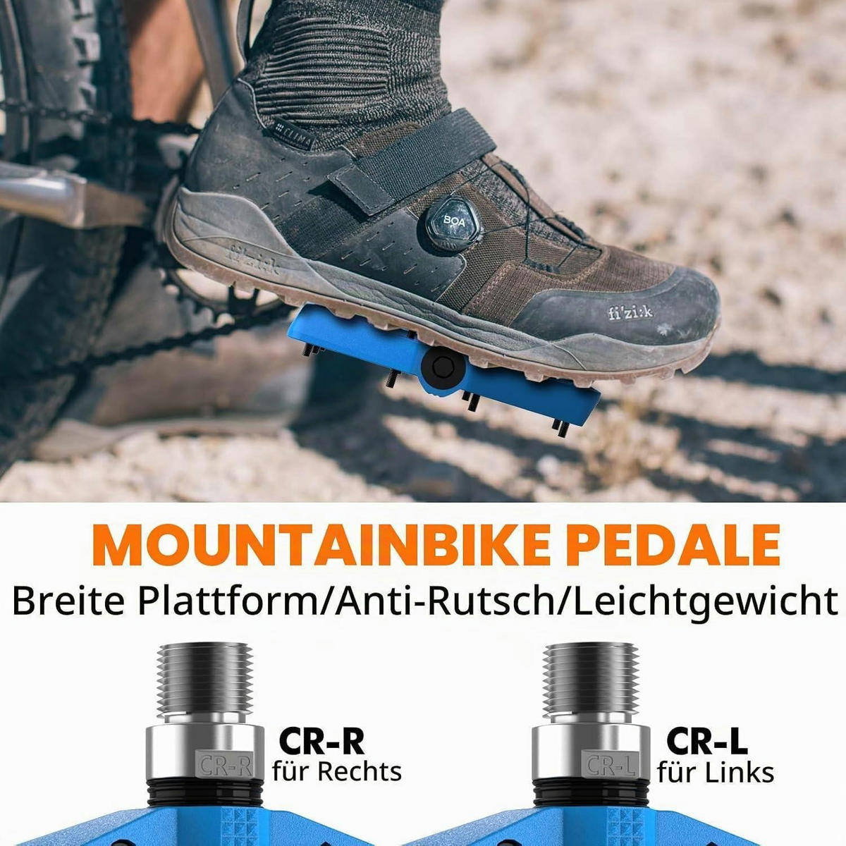 FAHRRADPEDALE Blau, Rutschfest, CR-MO Spindel - Blau, Kunststoff (10.9/1.4/10.9cm)