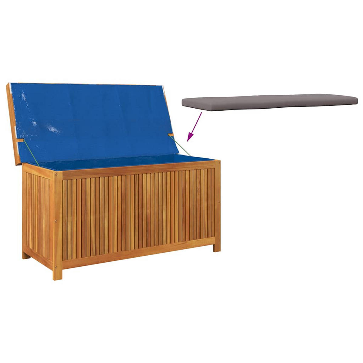 OUTDOOR-KISSENBOX 113/50/60,5 Cm Massivholz Akazie - Dunkelgrau, Holz (50/60.5/113cm) - vidaXL