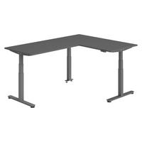 ECKSCHREIBTISCH elektrisch höhenverstellbar L-Form 220/160/74 cm in Graphitfarben/Graphitfarben - Graphitfarben, Holzwerkstoff (220/160/74cm) - bümö