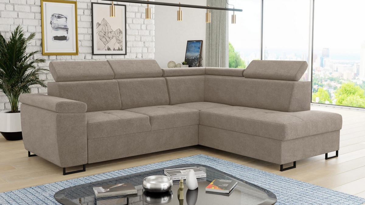 ECKSOFA Natan, Seite: Rechts - Beige, Holz/Textil (265/205cm) - Sofnet