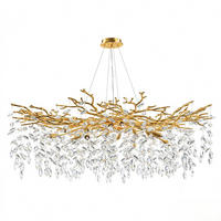 KRONLEUCHTER 120 cm K9‑Kristall Baumzweig Gold für Wohnzimmer und Schlafzimmer - Gelb, Naturmaterialien (78/43/38cm) - Surtime