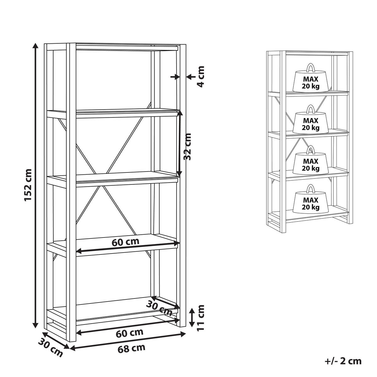BÜCHERREGAL 4 Fächer Jenks - Weiß, Holzwerkstoff (68/152/30cm) - Beliani