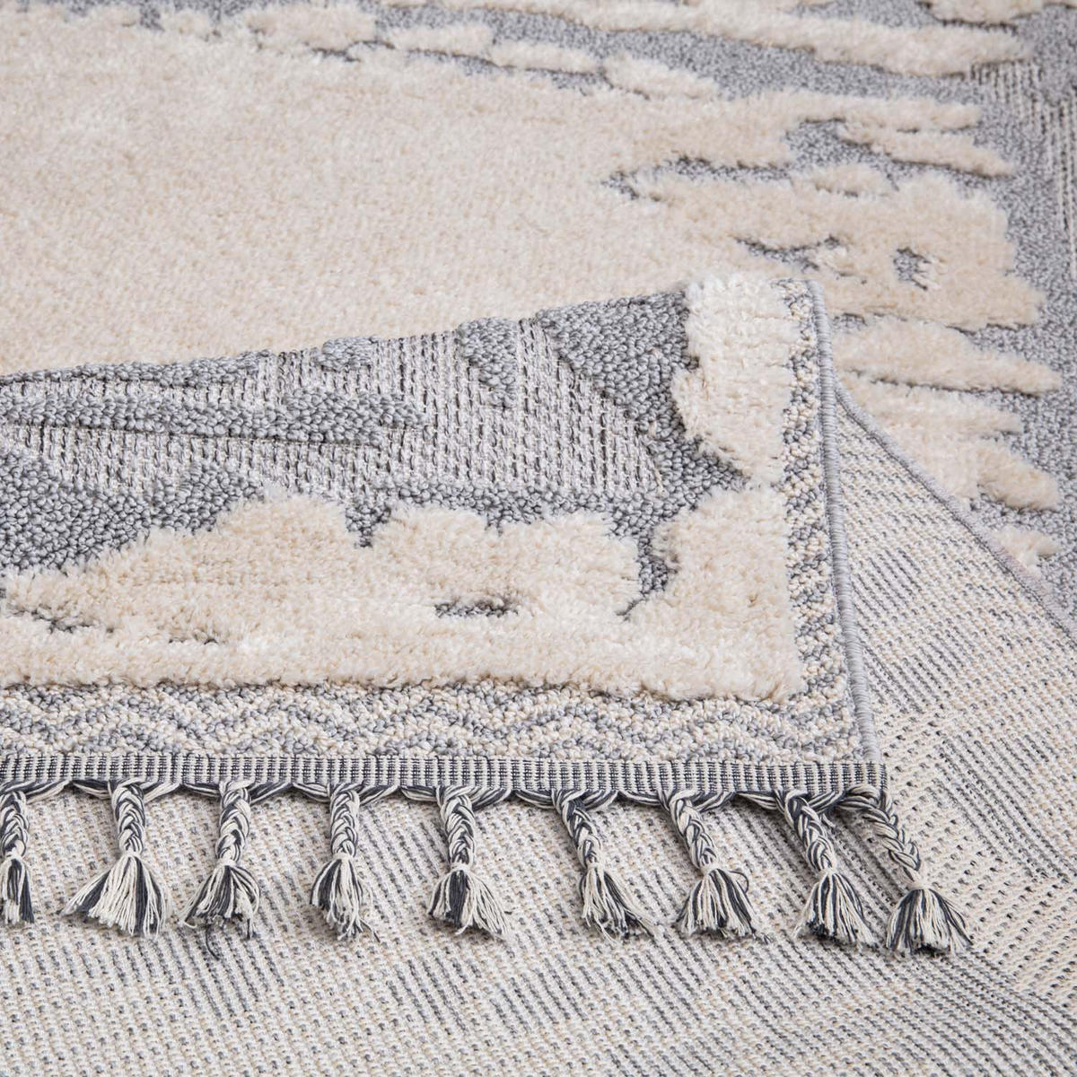 KURZFLOR-TEPPICH Valencia 908 Creme/ Graublau 120x170 cm - Blau/Creme, Textil (120/170cm) - carpet city