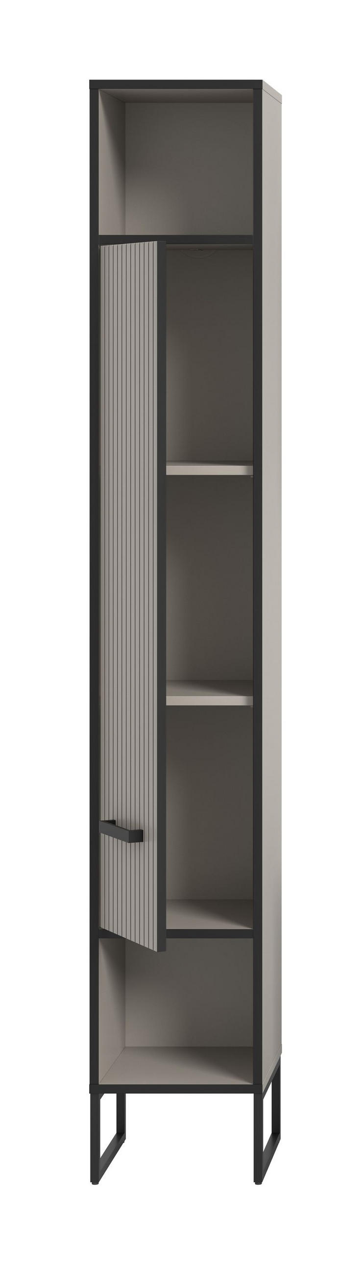HOCHSCHRANK Bagno Bad in Kaschmir Nachbildung und schwarz - modernes Design - B/H/T: 30x192x32 cm - Kaschmir, Holzwerkstoff (30/192/32cm)