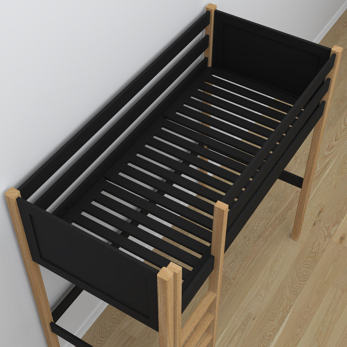 HOCHBETT N06 Schwarz / Eiche Natur 120/200 - Schwarz/Eiche Artisan, Naturmaterialien/Holz (120/200cm) - N-Wood