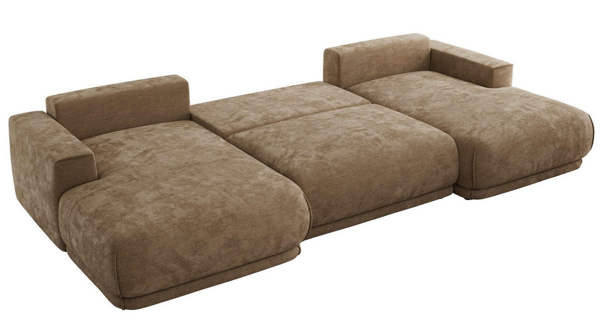 SEDACIA SÚPRAVA RINA U Hnedá Hladký ženil - hnedá/čierna, textil/plast (360/85/170cm) - MKS