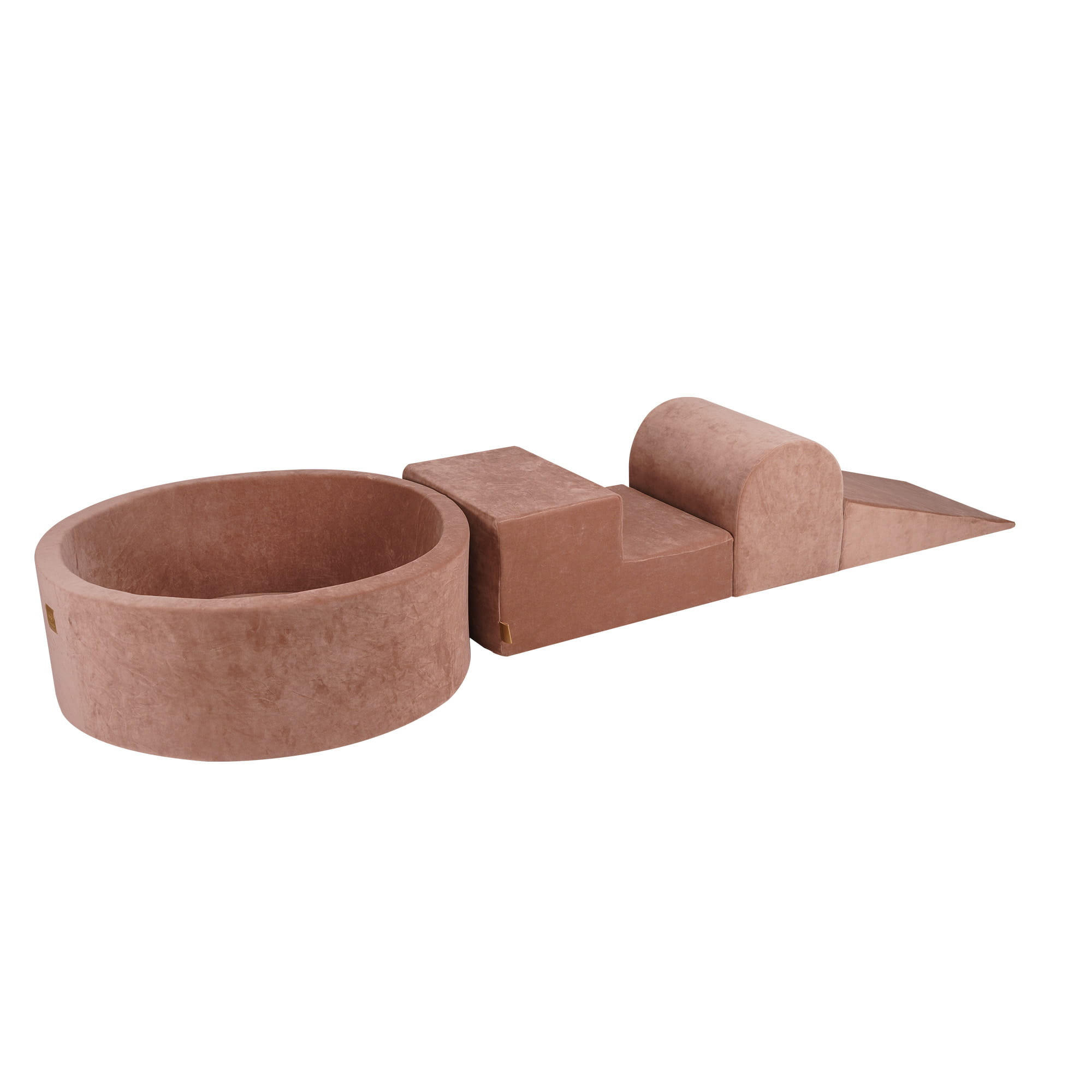 BÄLLEBAD mit Schaumstoff Bausteinen für Kinder, Samt, Beige - Beige, Textil (230/45/30cm) - MeowBaby