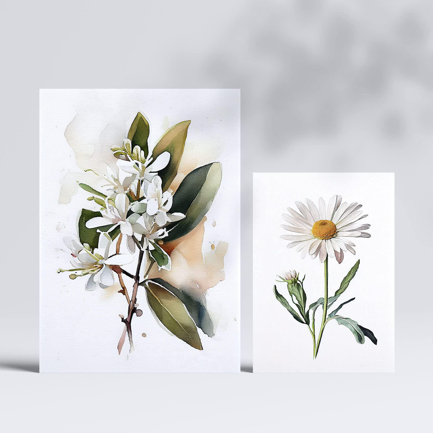 POSTER Set Mit 6 Weiße Blumen Vollfarbige Blumenmotiven A3 & A4 Rahmenlos - Klar, Papier (29/3cm) - Nacnic