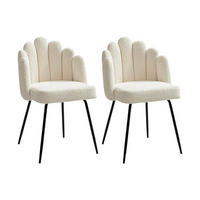 STUHL 2er-Set - Bouclé-Stoff & schwarzes Metall - Cremefarben - ALTINAM - Creme/Schwarz, Textil (57/85/55cm) - Pascal Morabito