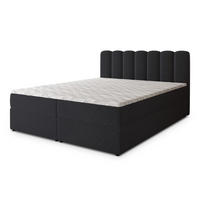 BOXBETT SOLIA 140x200 cm mit Matratze und Topper, H2+H3 - Schwarz - Schwarz, Holz (140/200cm) - MASSENO