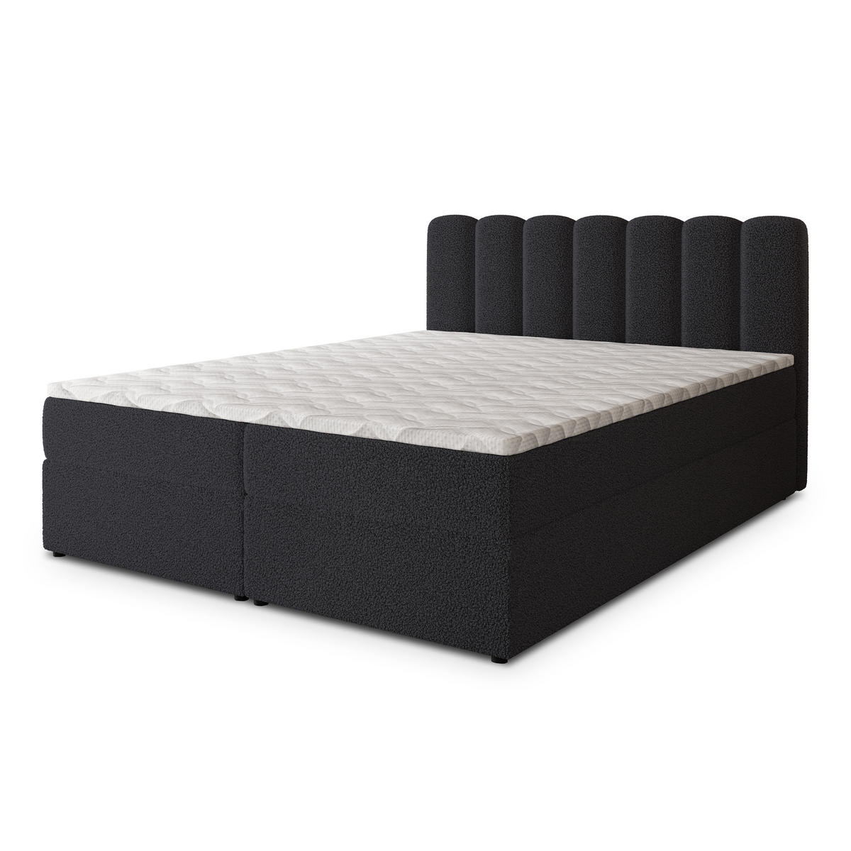BOXBETT SOLIA 140x200 cm mit Matratze und Topper, H2+H3 - Schwarz - Schwarz, Holz (140/200cm) - MASSENO