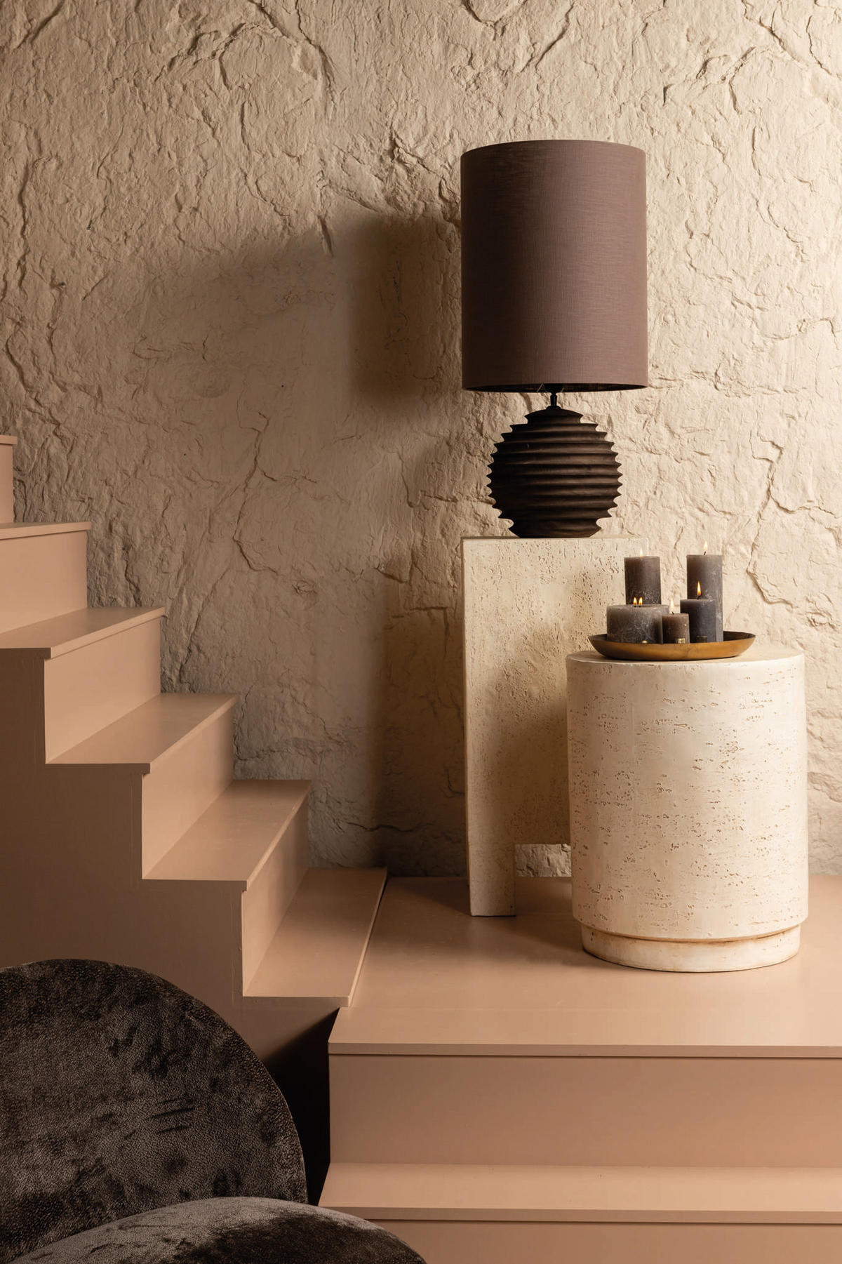 BEISTELLTISCH Chandar Beige 38/38/77cm - Beige, Kunststoff (38/38/77cm) - PTMD Collection