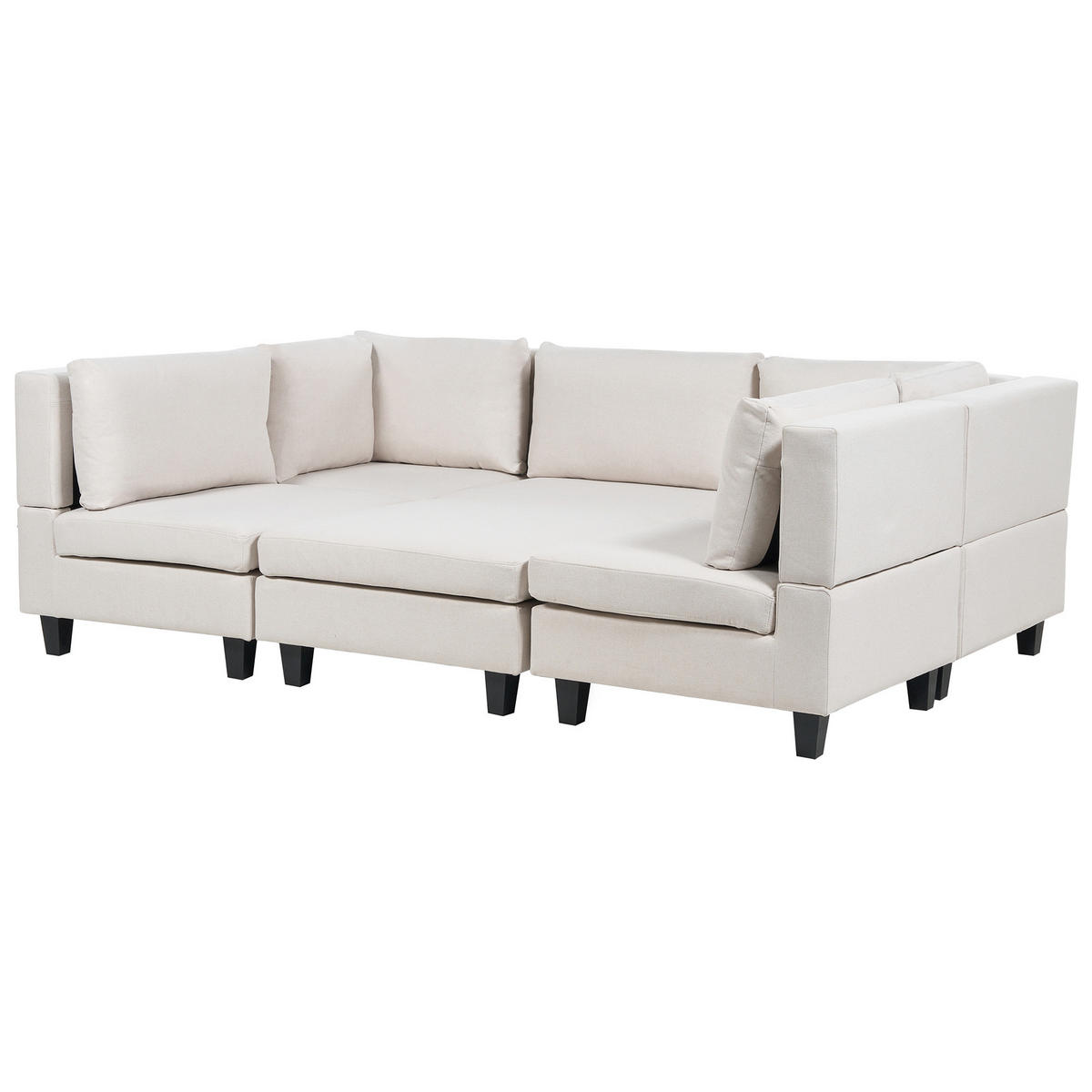 MODULÁRNÍ POHOVKA 5-místná Tvar U Světle béžová Látka s otomanem Unstad - černá/béžová, textil (228/72/76cm) - Beliani