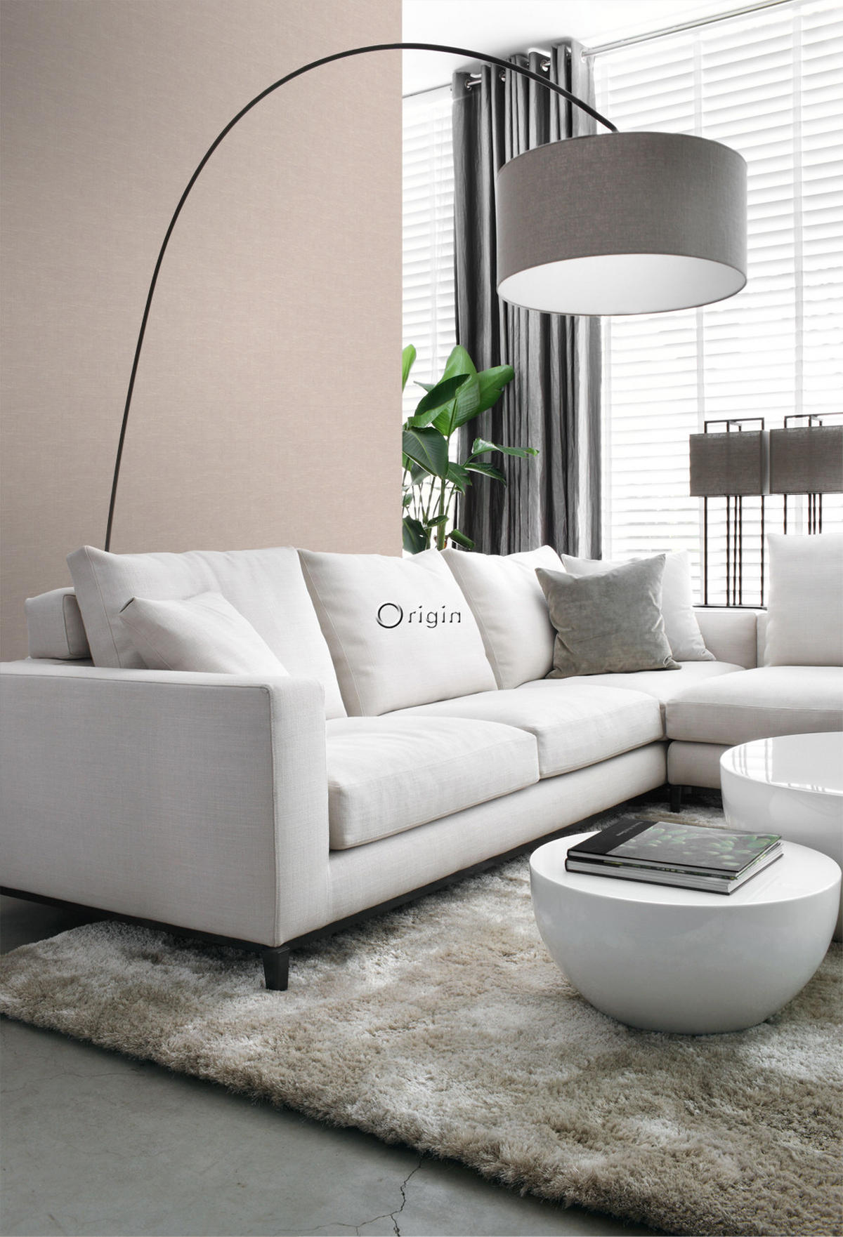 TAPETE Leinen-Optik 53 cm x 10.05 m - Pink, Papier (53/1000cm) - Origin Wallcoverings