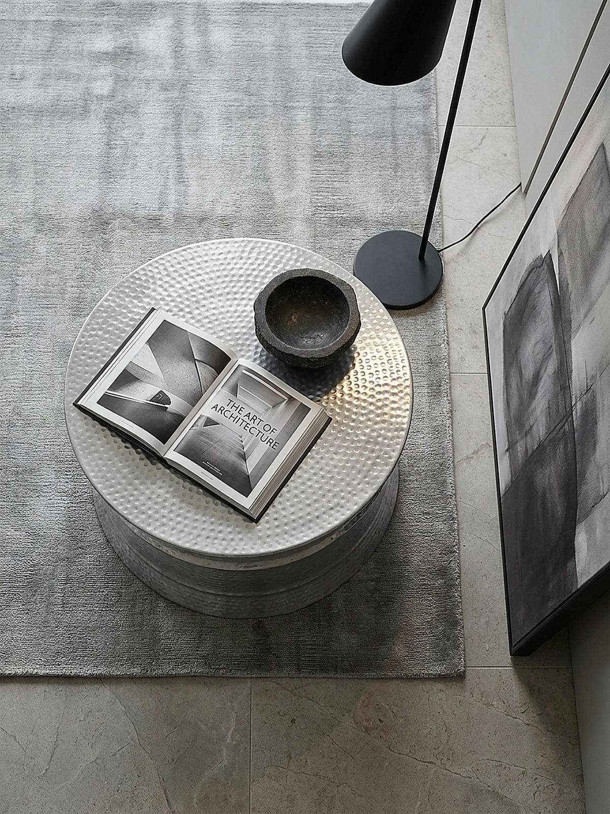 COUCHTISCH orientalisch rund Aluminium Hammerschlag-Look handgefertigt, Silber 62 x 62 x 41 cm - Silberfarben, Metall (62/62/41cm) - KADIMA DESIGN
