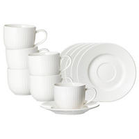 KAFFEETASSEN MIT UNTERTASSEN Saphir weiß 220 ml 6er Set - Weiß, Keramik (15.5/8.5/15.5cm) - Ritzenhoff Breker