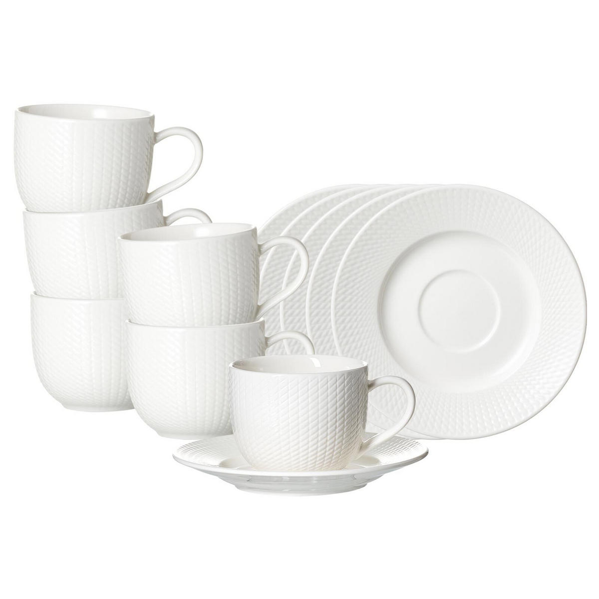 KAFFEETASSEN MIT UNTERTASSEN Saphir weiß 220 ml 6er Set - Weiß, Keramik (15.5/8.5/15.5cm) - Ritzenhoff Breker