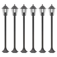 GARTEN-POLLERLEUCHTE 6er Set E27 110 Cm Aluminium Bronzefarben - Braun, Metall (19/19/110cm) - vidaXL
