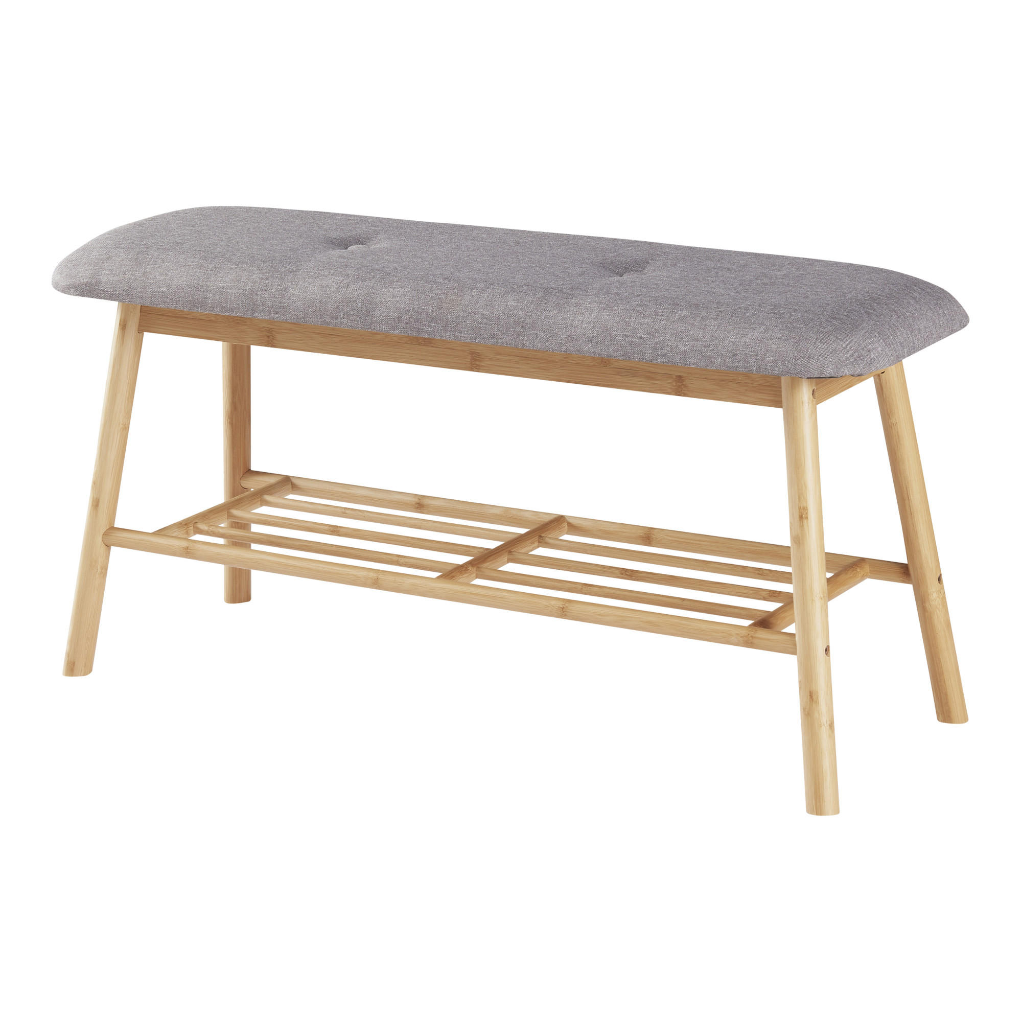 SCHUHBANK Römnitz - Grau, Holz/Textil (90/45/30cm) - [en.casa]