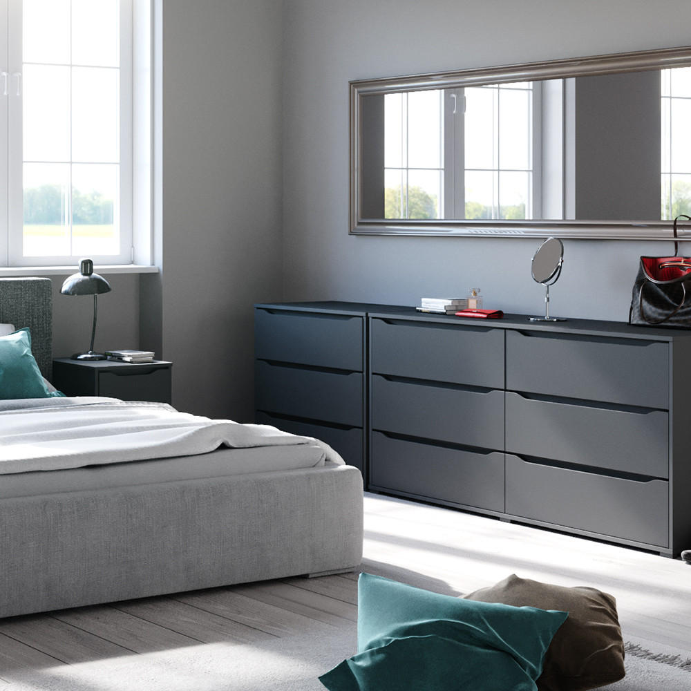 KOMMODE Ruben Anthrazit 80 x 77.6 cm mit 3 Schubladen - Anthrazit, Holzwerkstoff (48/77.6/80cm) - Vicco