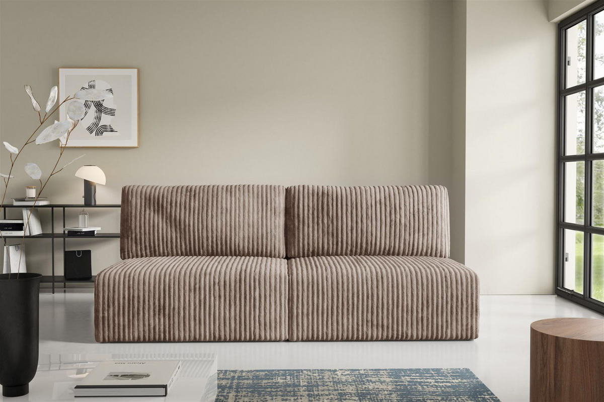 SCHLAFSOFA Natalia Xs - Beige, Holzwerkstoff/Textil (216/85/105cm) - Fun Möbel