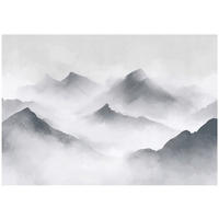 FOTOTAPETE Gebirge Nebel Grau 150x105 cm - Multicolor, Papier (150/105cm) - Wallarena