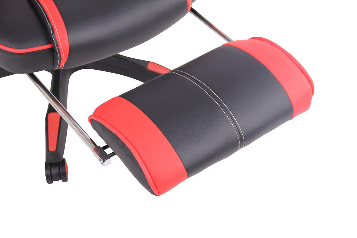 CHEFSESSEL Lederlook schwarz/rot - Rot/Schwarz, Kunststoff/Textil (68/114/61cm) - CLP