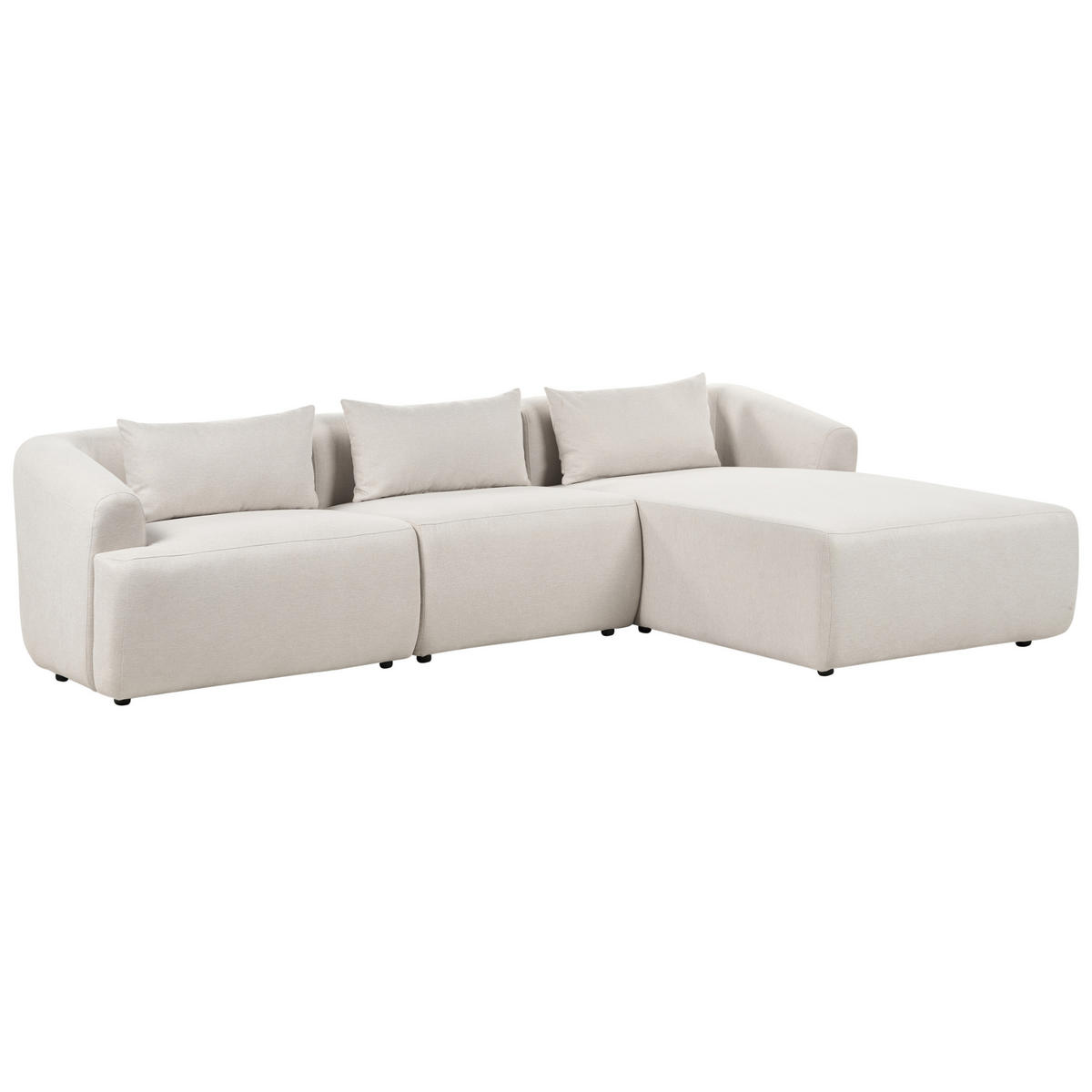 3-SITZER-ECKSOFA Stoff beige rechtsseitig Svansele - Beige, Textil (278/174cm) - Beliani