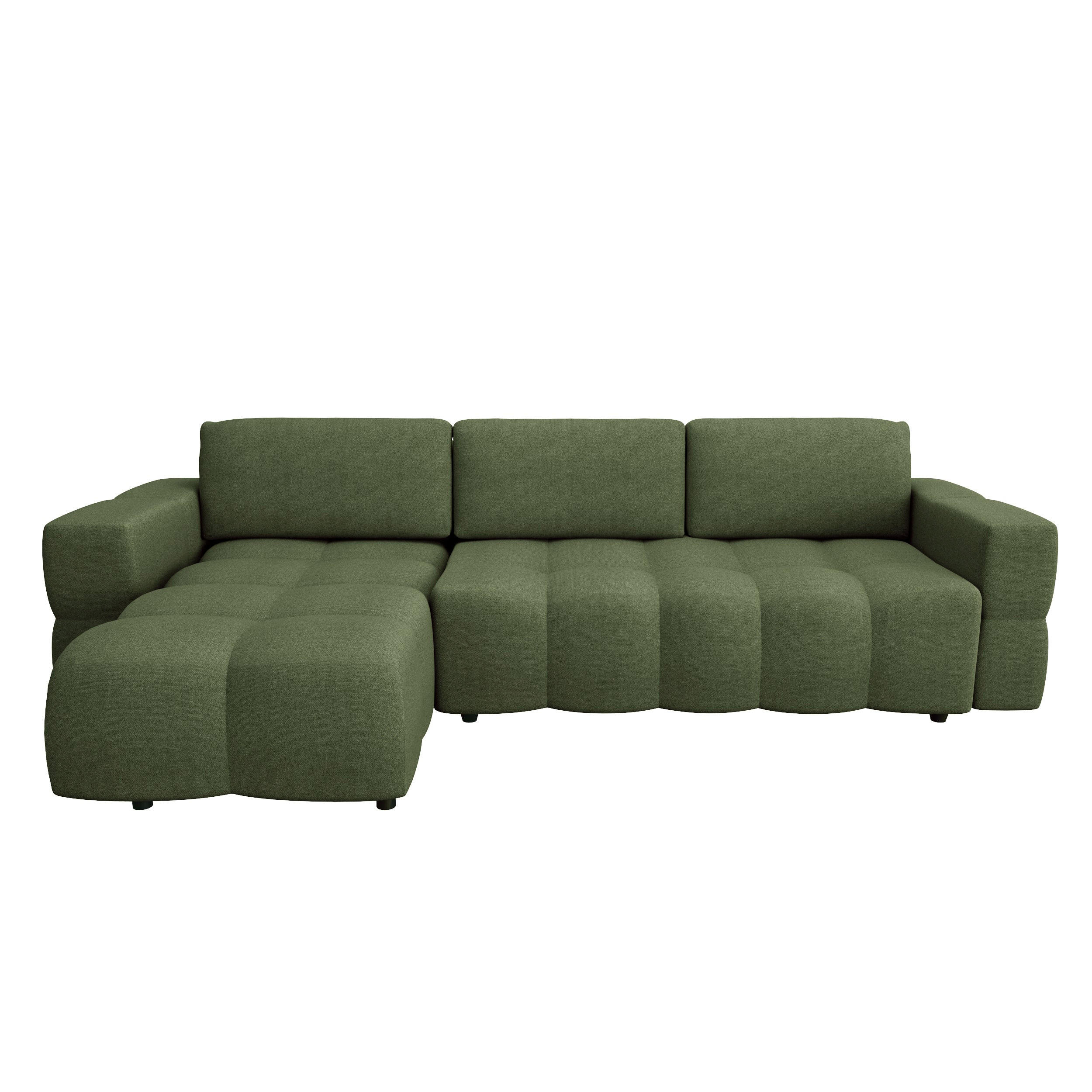 ECKSOFA LINKS Rastergewebe Olivgrün 286cm - Olivgrün, Textil (169/286cm) - Sia Home
